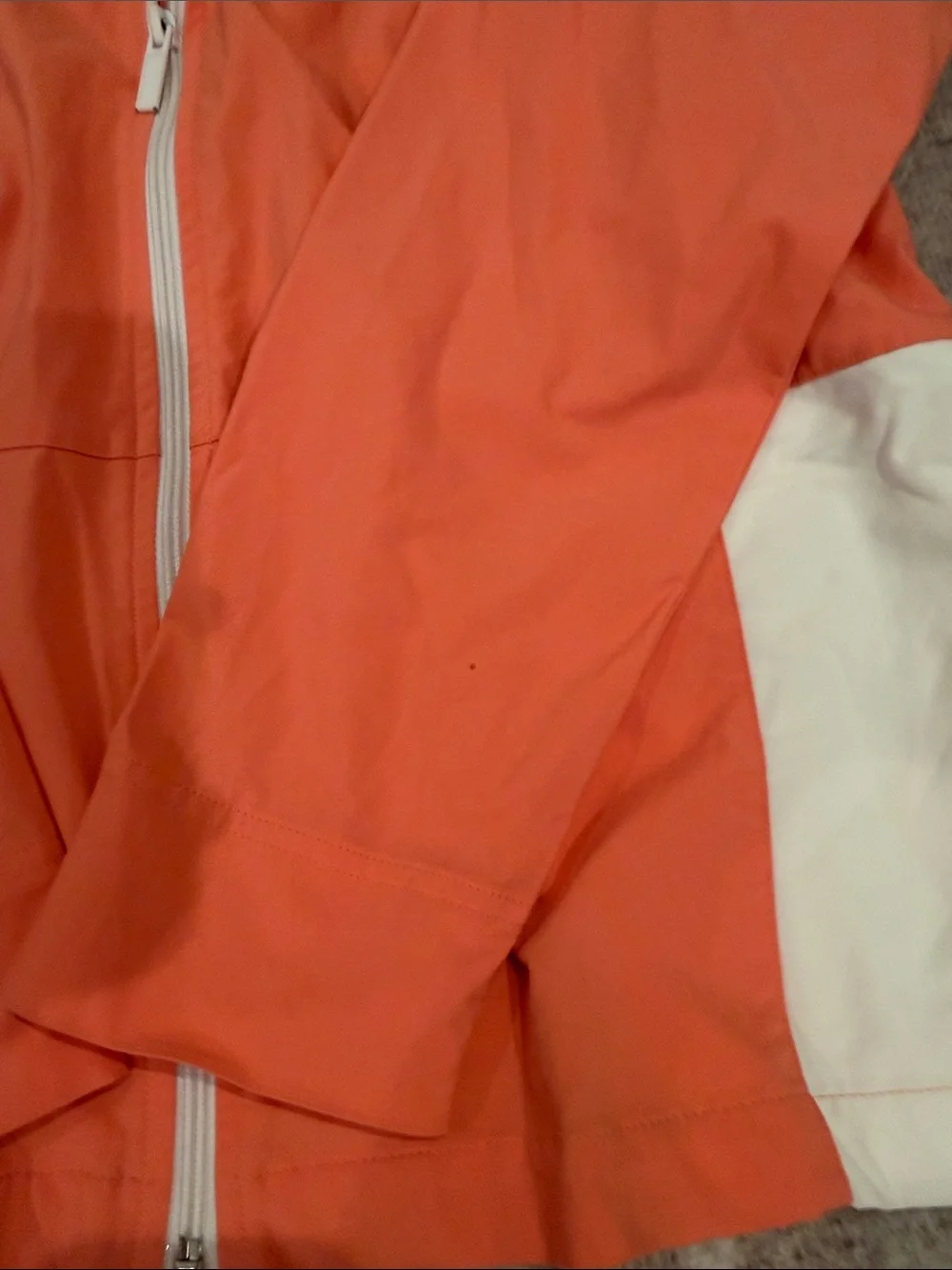Lightweight Coral Zip-Up Jacket with White Panels